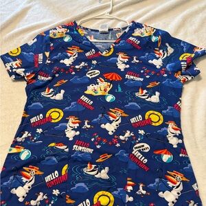 Disney Frozen Cartoon Scrub Top